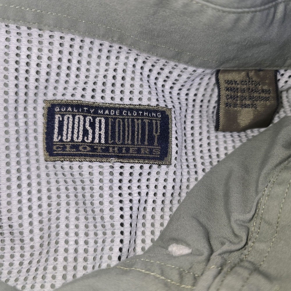 COOSA COUNTY CLOTHIERS Men's Large Green Shirt Sleeve Fishing Shirt Vented -1086 - Picture 4 of 6